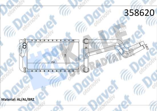 KALE 358620 Kalorifer Radyatoru Honda Civic Viii 1.3 1.6 1.8 Cr-V 2.4i-Vtec 05> (Borulu) (Brazing Al/Al) (134x254x26)